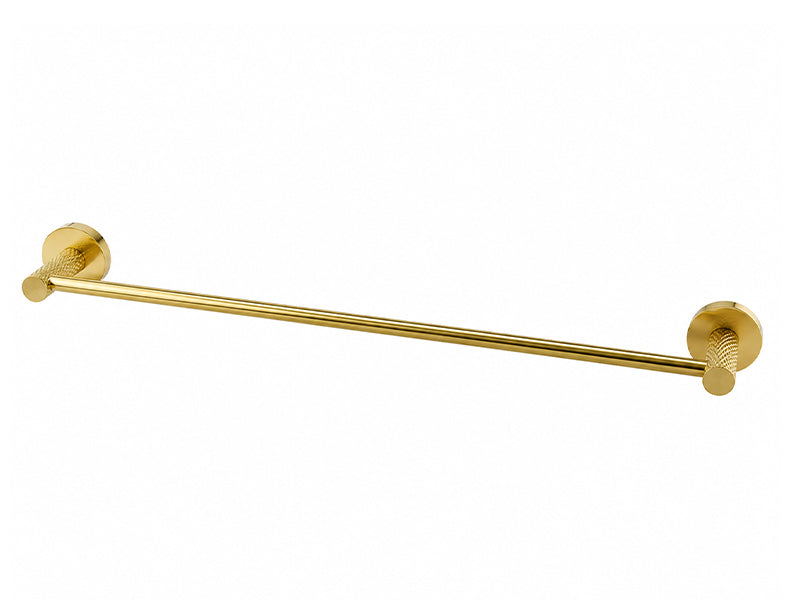 Round 490mm Single Towel Rail - Brush Brass