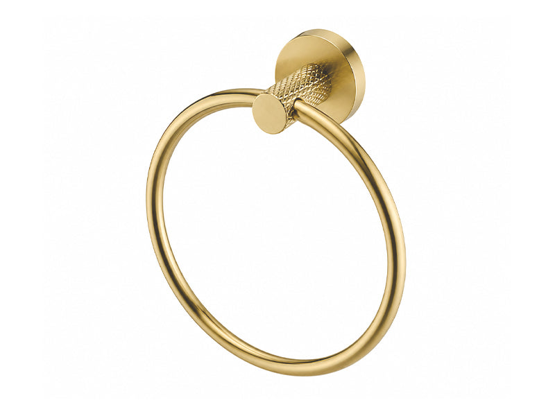 Chrome Round Towel Ring - Brushed Brass