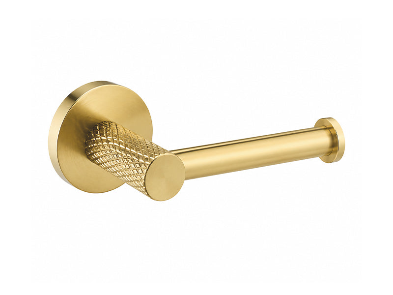 Hinged Round Toilet Roll Holder - Brushed Brass