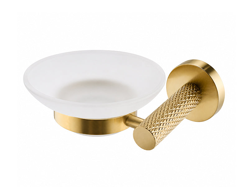 Chrome Round Soap Dish & Holder - Brushed Brass