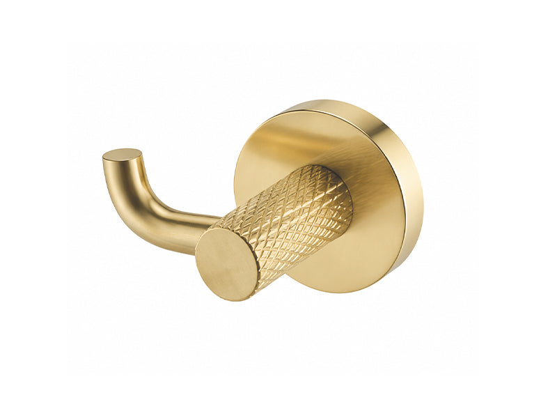 Round Single Robe Hook - Brushed Brass