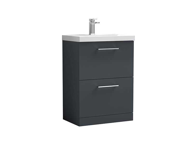 Arno 2 Drawers, Floor Standing Vanity Units - Satin Anthracite