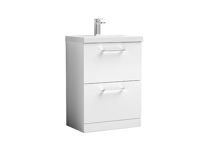 Arno 2 Drawers, Floor Standing Vanity Units - Gloss White