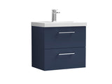 Arno 2 Drawers, Wall Mounted Vanity Units - Matt Indigo Blue