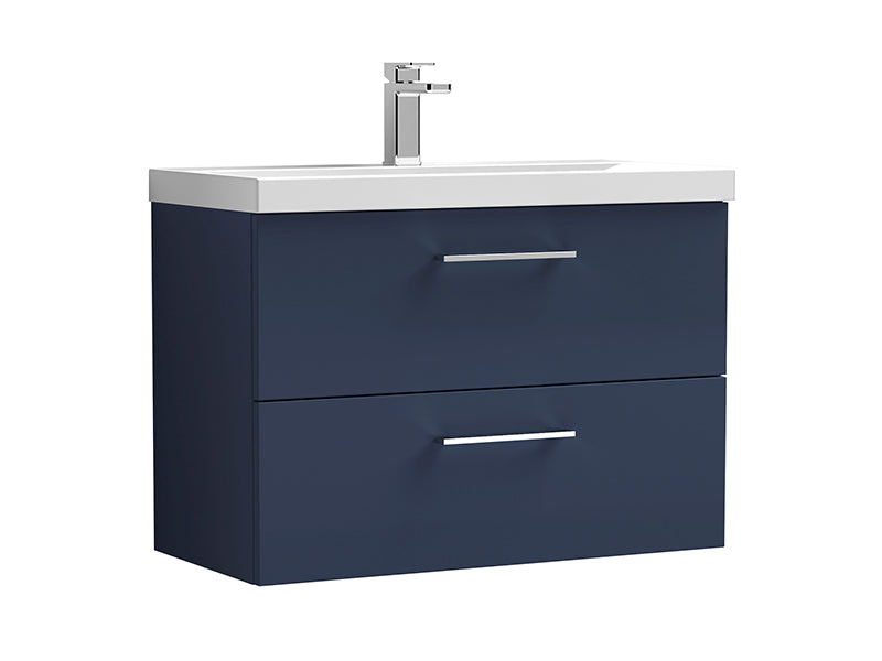 Arno 2 Drawers, Wall Mounted Vanity Units - Matt Indigo Blue