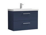 Arno 2 Drawers, Wall Mounted Vanity Units - Matt Indigo Blue