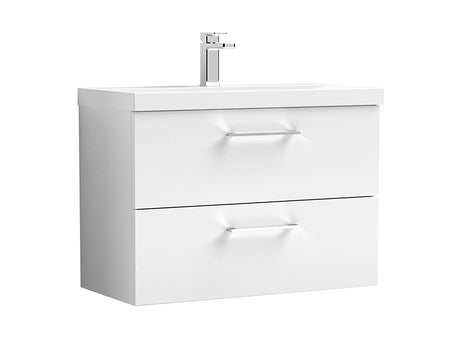Arno 2 Drawers, Wall Mounted Vanity Units - Gloss White