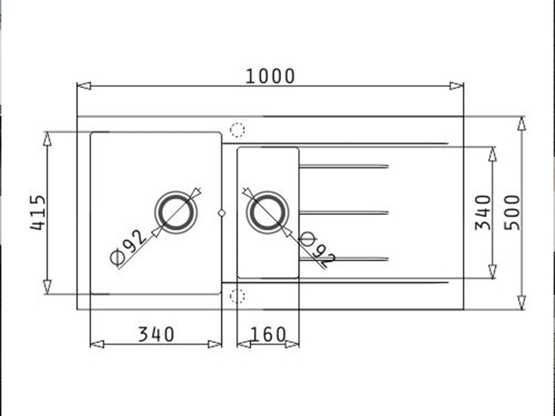 Alazia Inset Sink 1000 x 500cm 1 & 1/2B 1D - Industrial Grey Finish