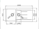 Alazia Inset Sink 1000 x 500cm 1 & 1/2B 1D - Industrial Grey Finish