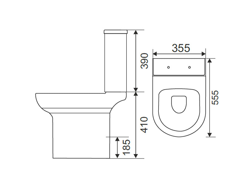 Compact Close Coupled Rimless WC Suite with Soft Close Seat & Cover