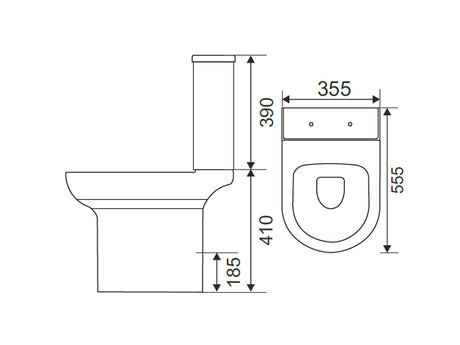 Compact Close Coupled Rimless WC Suite with Soft Close Seat & Cover
