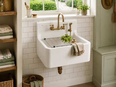 Fireclay Ceramic Cleaner Sink with Hinged Bucket Grating