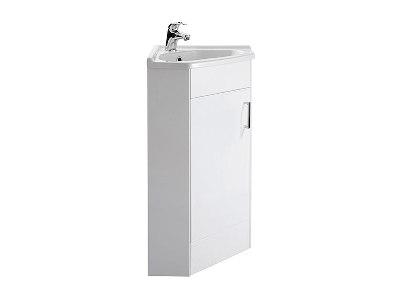Cubix 1 Door, Floor Standing Corner Vanity Unit - Gloss White