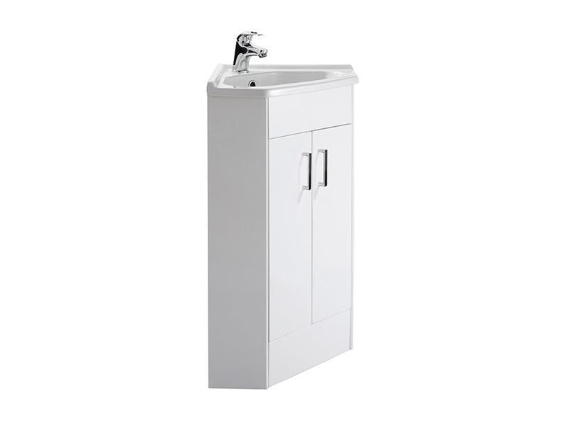 Cubix 2 Door, Floor Standing Corner Vanity Unit - Gloss White