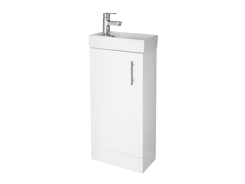 Cube Minimalist 1 Door, Floor Standing Vanity Units - Gloss White