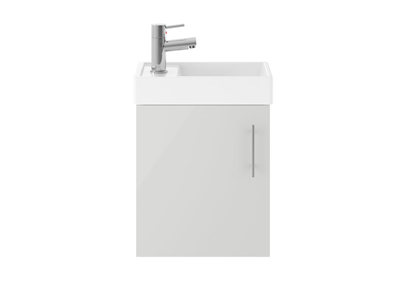 Cube Minimalist 1 Door, Wall Hung Vanity Units - Grey Mist