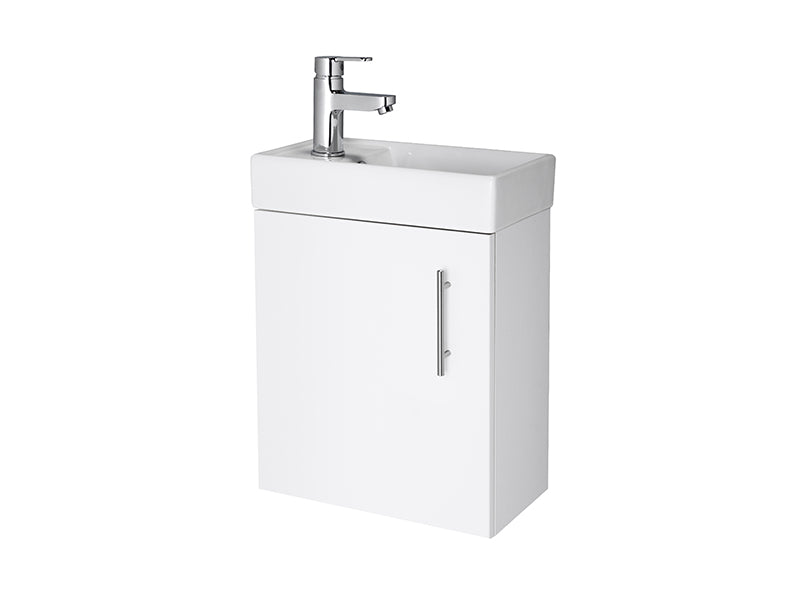 Cube Minimalist 1 Door, Wall Hung Vanity Units - Gloss White