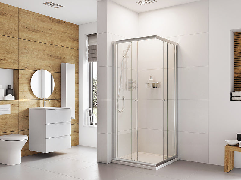 Waterbox Corner Entry Shower Door - Chrome Finish