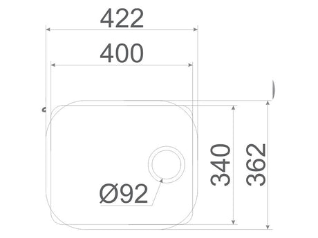 Crete 340mm x 400mm x 180mm S/Steel Undermount Sink Bowl
