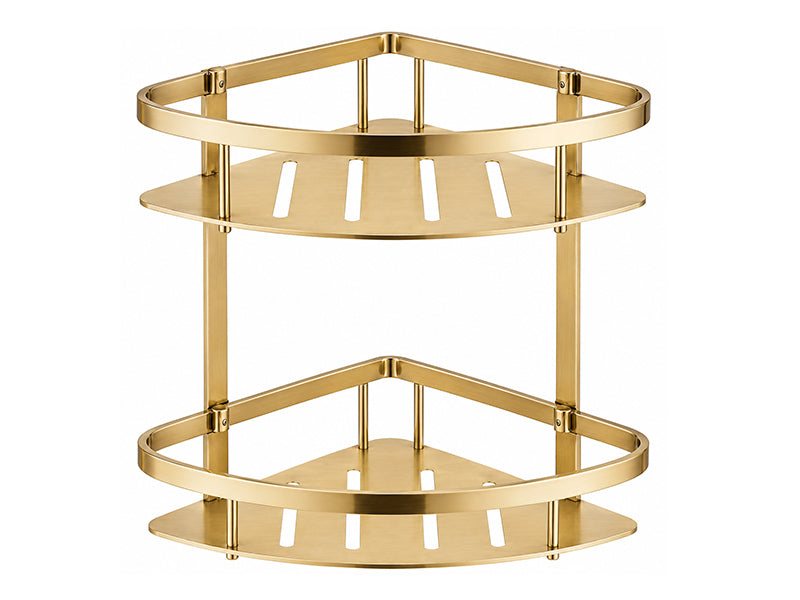 Double Corner Shower Caddy - Brushed Brass Finish