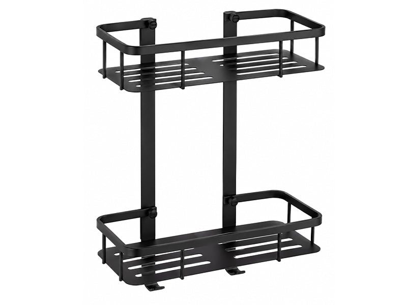 Rectangular Double Shower Caddy - Matt Black Finish