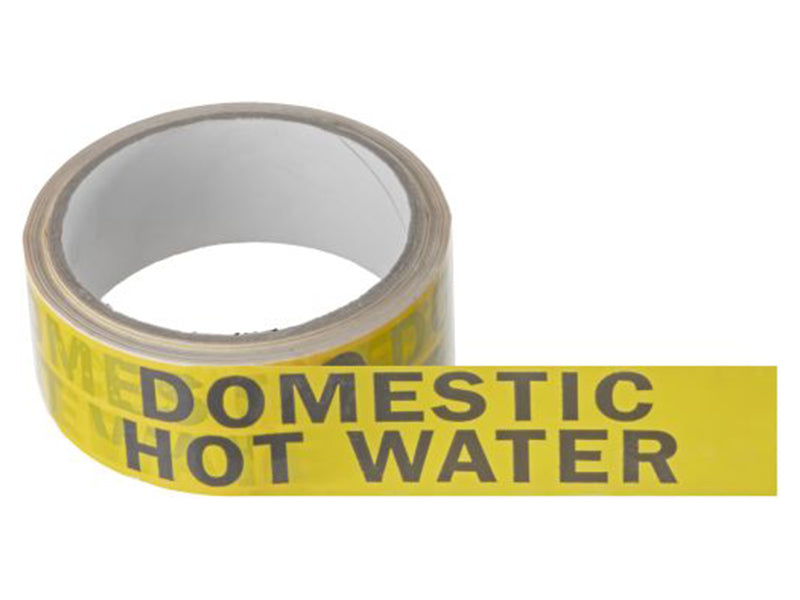 Domestic Hot Water Identification Tape - Black/Yellow