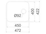 Delos 450mm x 400mm x 200mm S/Steel Undermount Sink Bowl
