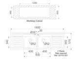 Demeter 1800mm x 510mm 2B 2D S/Steel Inset Sink