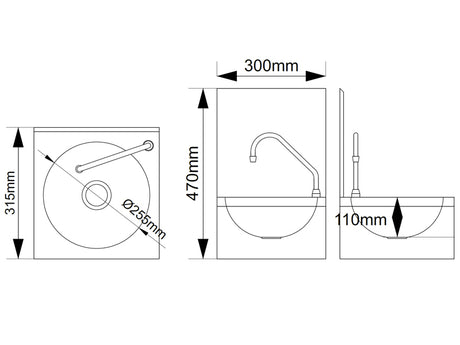 The Dodder Heavy Duty Knee Operated Operated Hand Rinse Basin with Splashback
