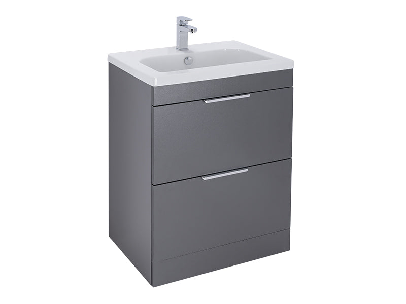 Elano 2 Drawers, Floor Standing Vanity Unit - Matt Anthracite