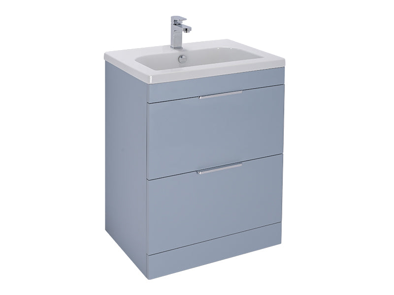 Elano 2 Drawers, Floor Standing Vanity Unit - Matt Denim Blue