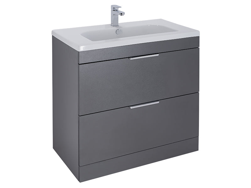 Elano 2 Drawers, Floor Standing Vanity Unit - Matt Anthracite