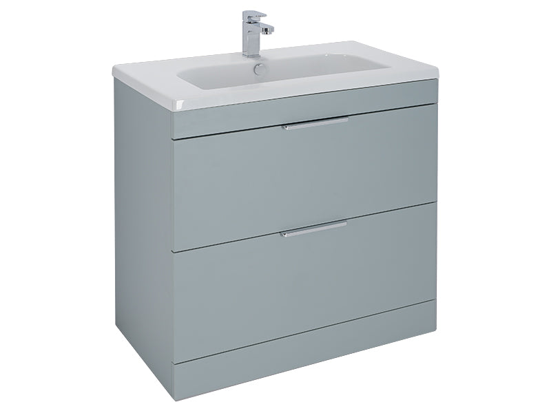 Elano 2 Drawers, Floor Standing Vanity Unit - Matt Fjord Green