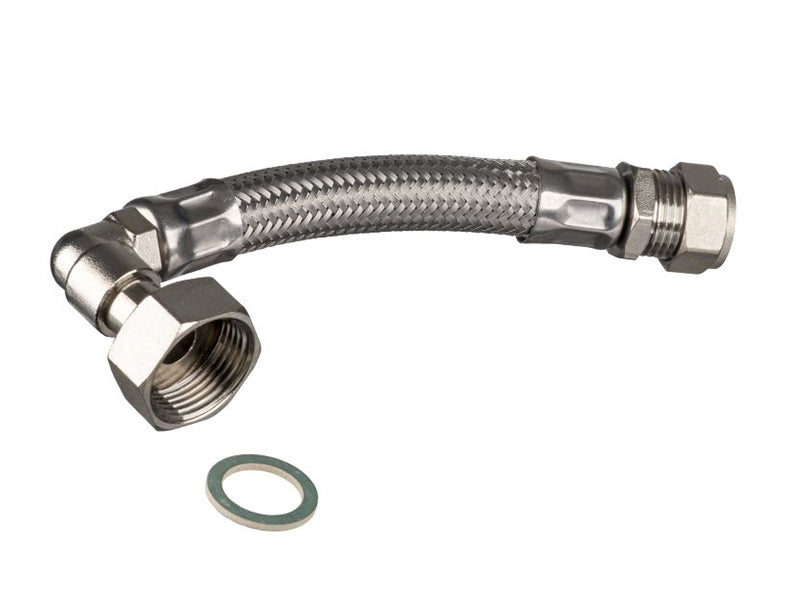 Commercial Range Flexible Plumbing Connectors Type FC64 Elbow Swivel BSP to 1/2" Str. Comp.