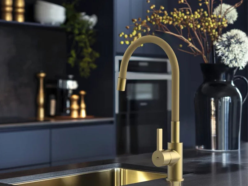 Rubineta Flexy-33 Monobloc Sink Mixer - Matt Gold