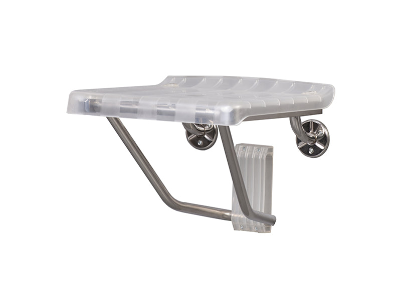 Translucent Plastic Shower Seat with a Stainless Steel Frame