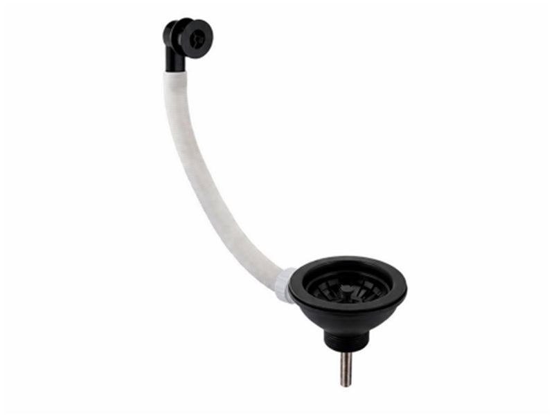 3 1/2" Basket Strainer Sink Waste with Enlarged Round Overflow - Matt Black