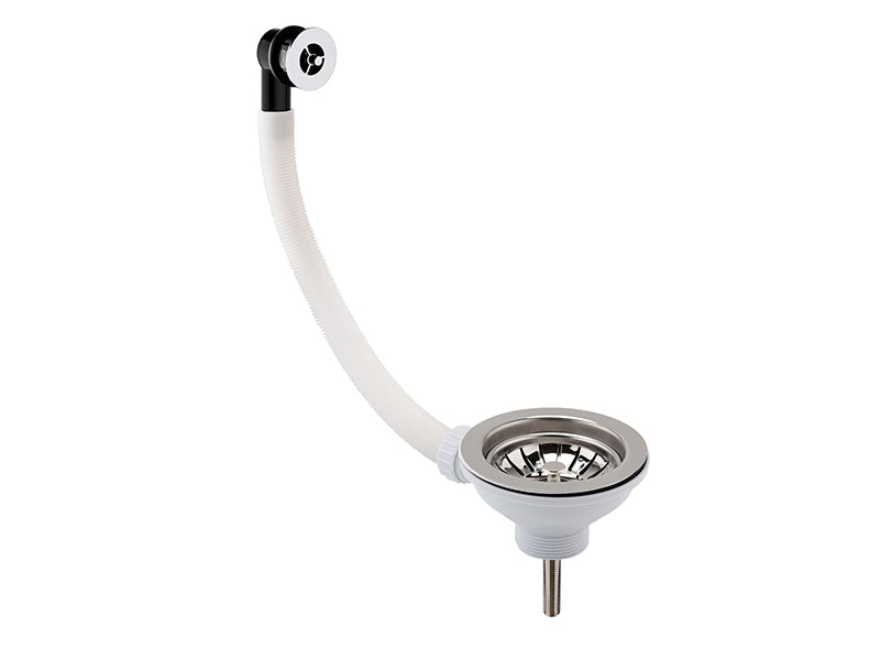 3 1/2" Basket Strainer Sink Waste with Enlarged Round Overflow - Chrome