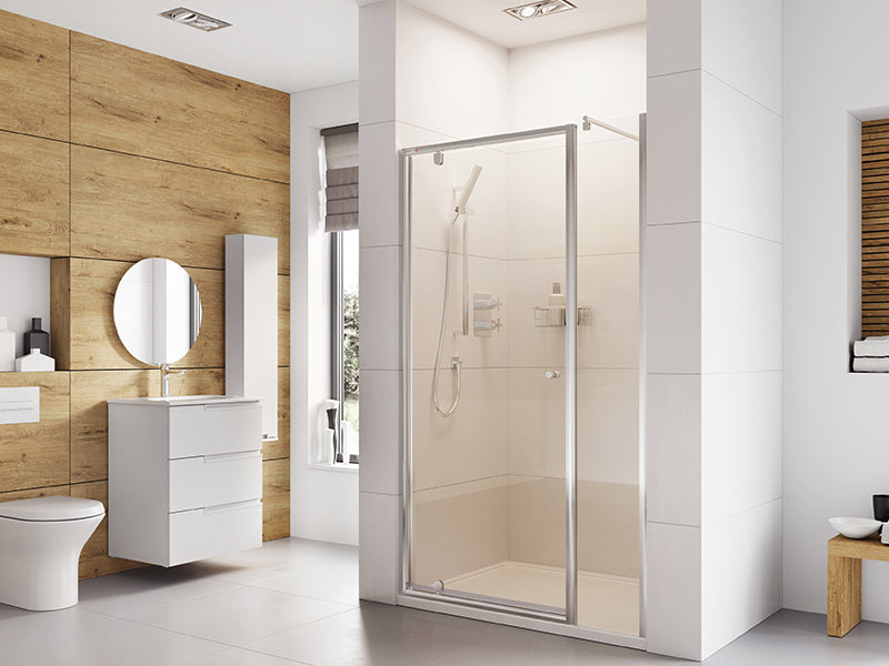 300mm In Line Frameless Shower Glass Panel - Chrome Finish