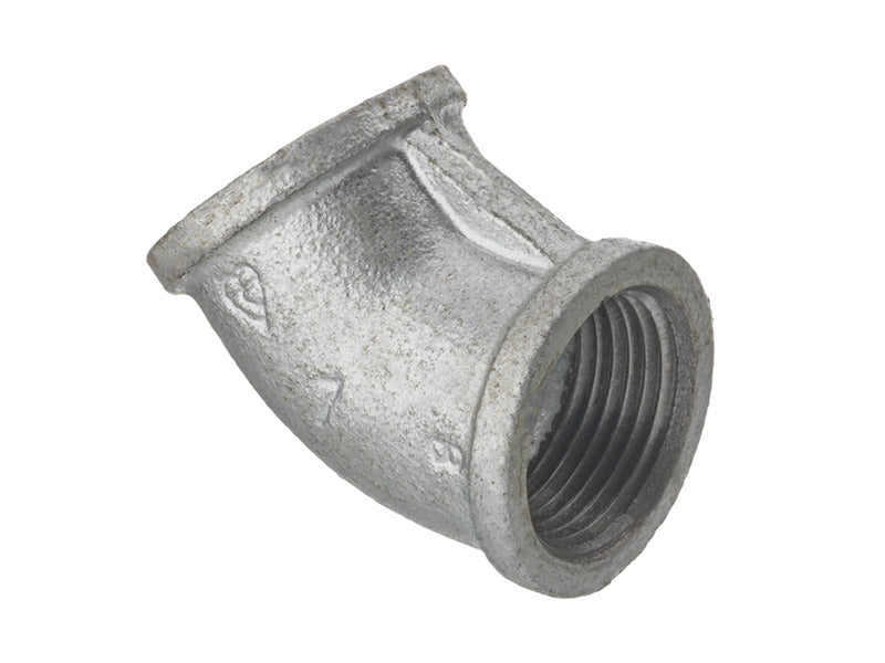 Malleable Iron F.I. x F.I. 45 Deg. Elbow Ref. 120 - Galvanised