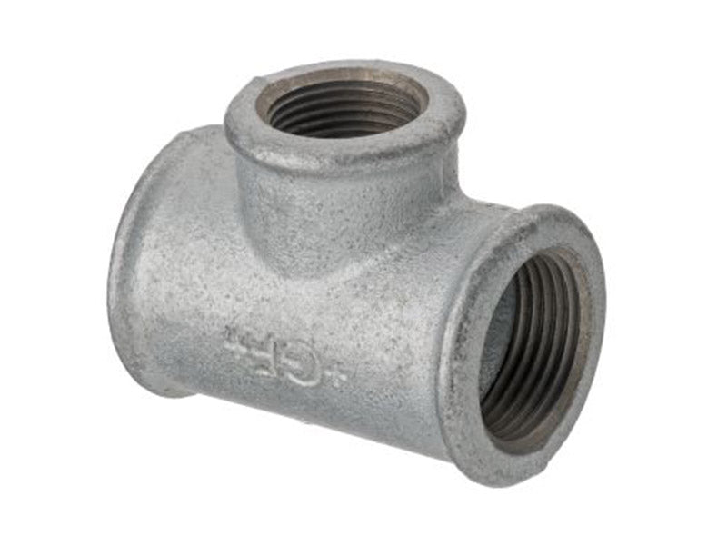 Malleable Iron Unequal Tee Reduced Branch Ref. 130R - Galvanised