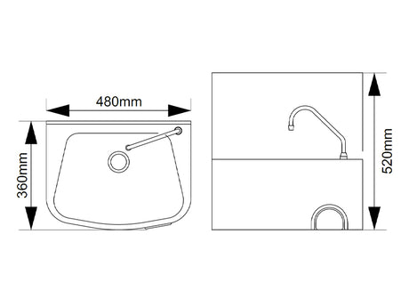 The Glyde Heavy Duty Knee Operated Hand Rinse Basin with Splashback