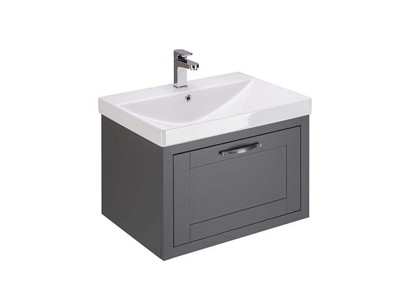 Hampton 1 Drawer, Wall Mounted Vanity Units - Serica Charcoal