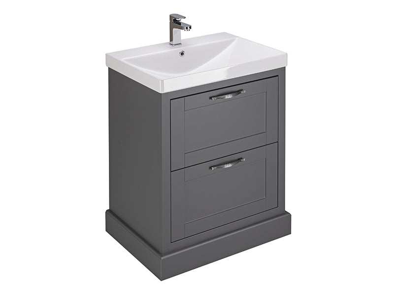 Hampton 2 Drawer, Floor Standing Vanity Units - Serica Charcoal