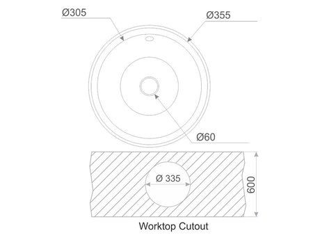 Hades 305mm x 170mm Brushed Steel Inset Sink without Drainers