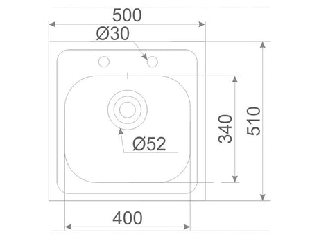Helios 500mm x 510mm x 150mm S/Steel Inset Sink