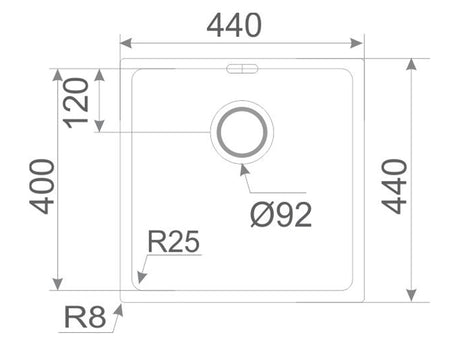 Hermes 400mm x 400mm x 200mm S/Steel Undermount Sink Bowl