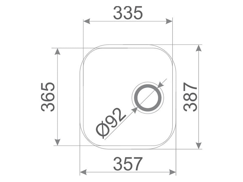 Hydra 365mm x 335mm x 150mm S/Steel Inset Sink Bowl