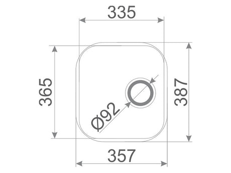 Hydra 365mm x 335mm x 150mm S/Steel Inset Sink Bowl