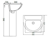 IDA Pedestal and 55cm 1TH Basin